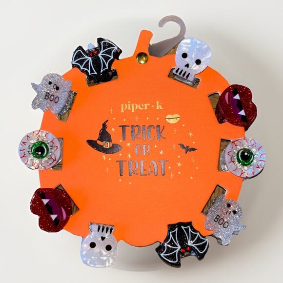 Piper K Halloween Hair Clips Set Of 10 Eyeball Bat Skull Vampire Bat Ghost - Picture 1 of 4